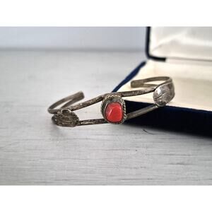 Vintage Native American Coral Bangle Cuff